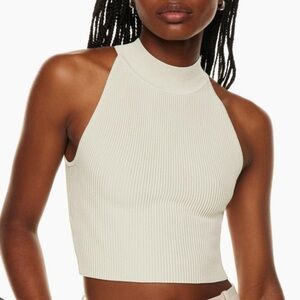 Babaton Sculpt Knit Mockneck Halter Top - Light Cream